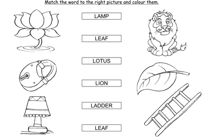 Kids Activity -Match the words Starting with l, colored Picture