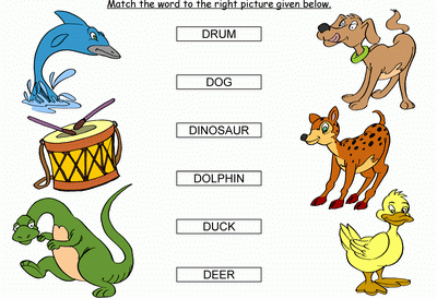 Kids Activity -Match the words Starting with d, colored Picture