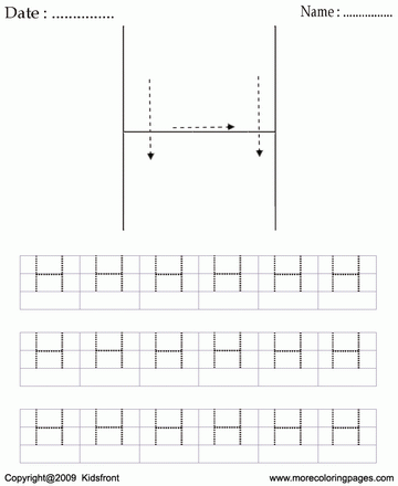 Block Letter Dot To Dots H Sheet