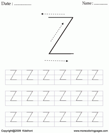 Printable Block Letter Dot To Dots Z Coloring Worksheets, Free Online ...
