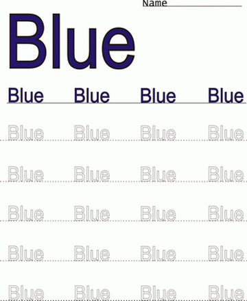 Blue Word Color Coloring Worksheet Sheet