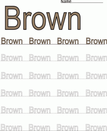 Brown Word Color Coloring Worksheet Sheet