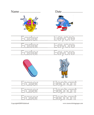Letter E Words Worksheet Sheet