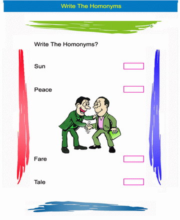 Homonym Word 26 Sheet