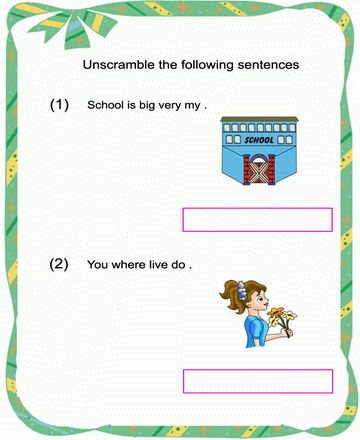 Jumbled Sentence 38 Sheet