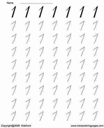 Number Writing Dot To Dots 1 Sheet