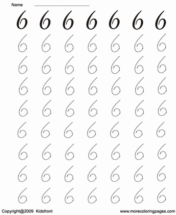 Number Writing Dot To Dots 6 Sheet