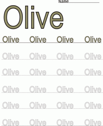 Olive Word Color Coloring Worksheet Sheet