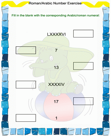 Roman Numbers 7 Sheet