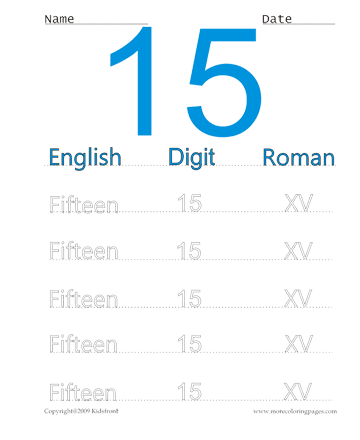 Roman Numerals 15 Sheet