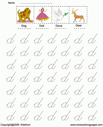 Small Letter With Picture D Sheet