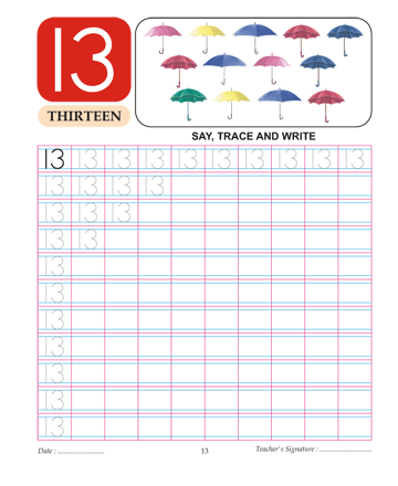 Digit And Number 13 Sheet