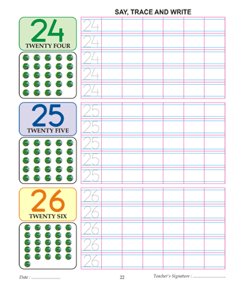 Digit And Number 24,25 And 26 Sheet