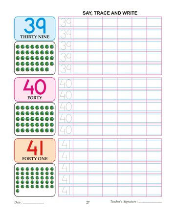 Digit And Number 39,40 And 41 Sheet