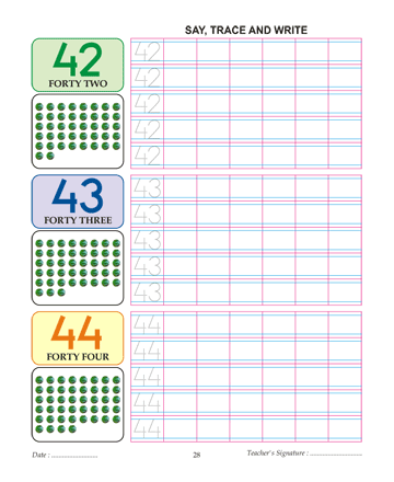 Digit And Number 42,43 And 44 Sheet