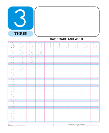 Digit And Number 3 Sheet
