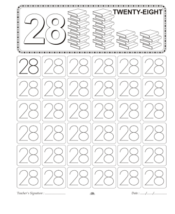 Number Writing 28 Sheet