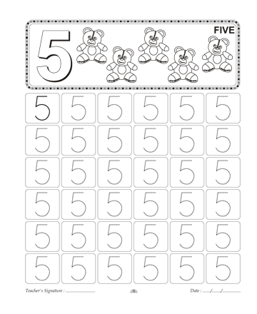 Number Writing 5 Sheet